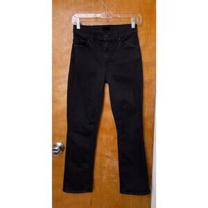 Mother The Insider Crop Black Denim Jeans Not Guilty Wash Size 25 Kick Flare